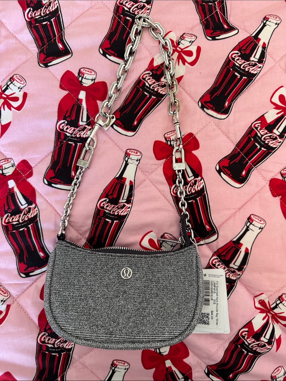 lululemon athletica Silver Mini nano Chain Shoulder Bag sparkly